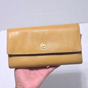 Valentina Yellow Genuine Leather Flap Wallet Purse Card Holder Made in Italy
